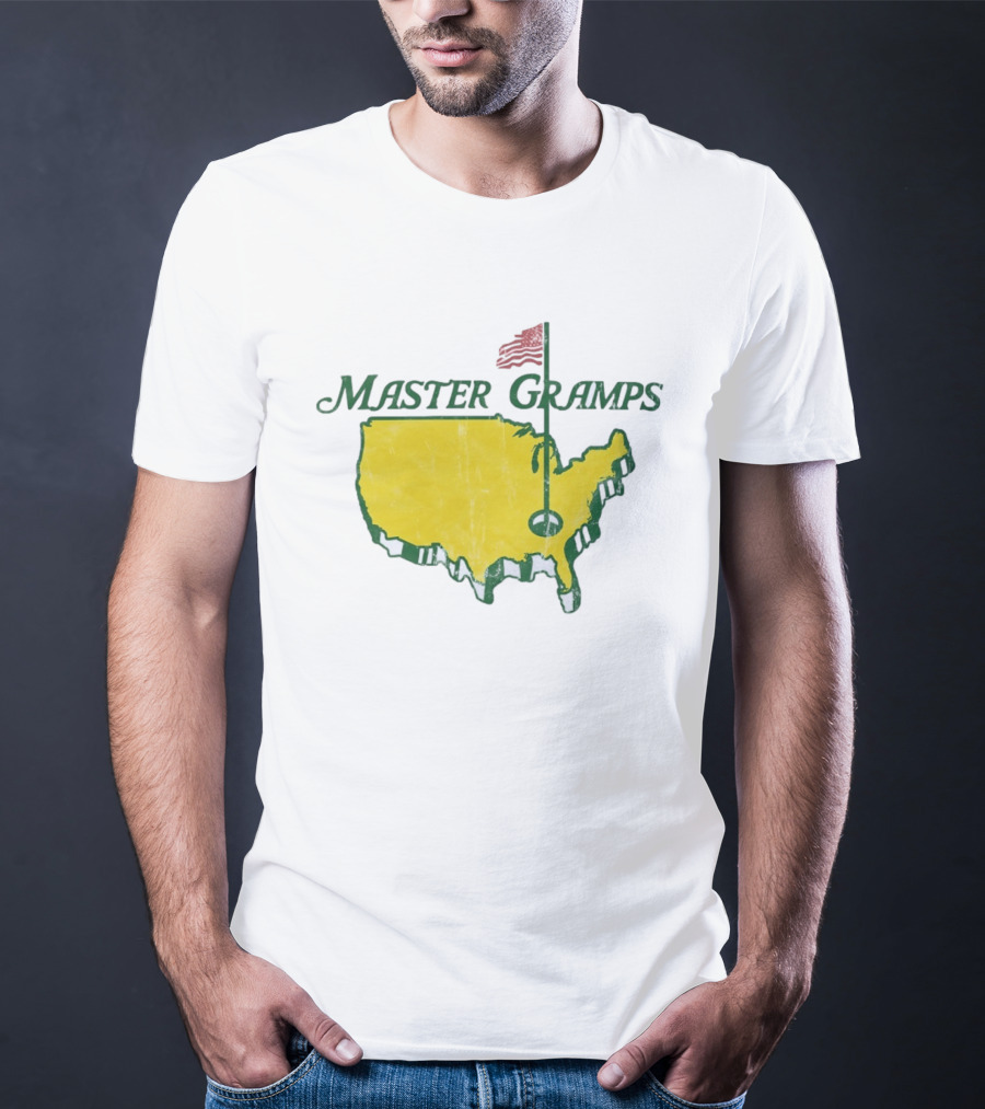 Master Gramps Golfing USA Flag Map T-Shirt