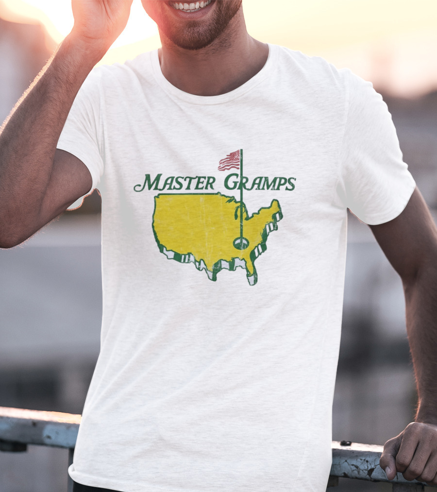 Master Gramps Golfing USA Flag Map T-Shirt