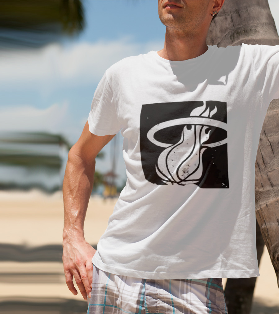 Miami Heat Basketball NBA Iconic Flaming Ball T-Shirt