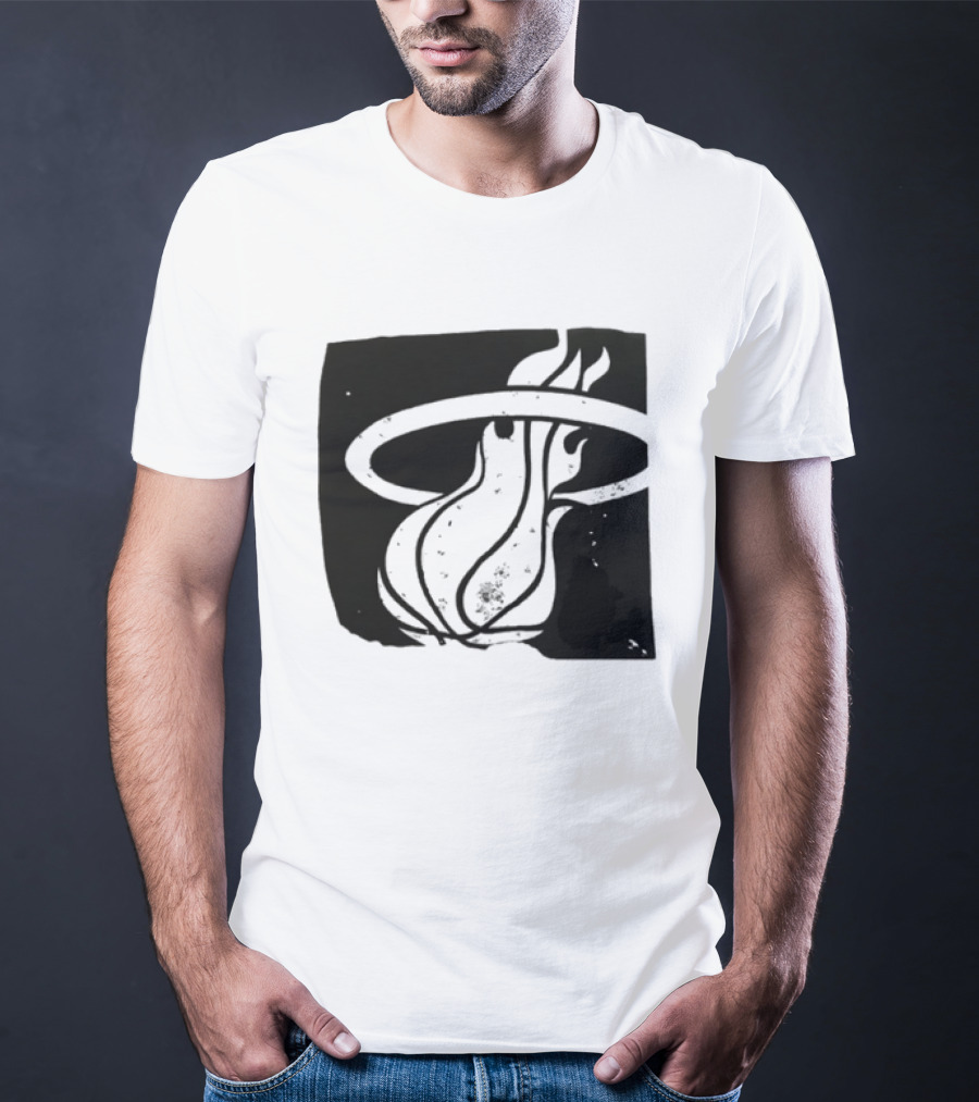 Miami Heat Basketball NBA Iconic Flaming Ball T-Shirt