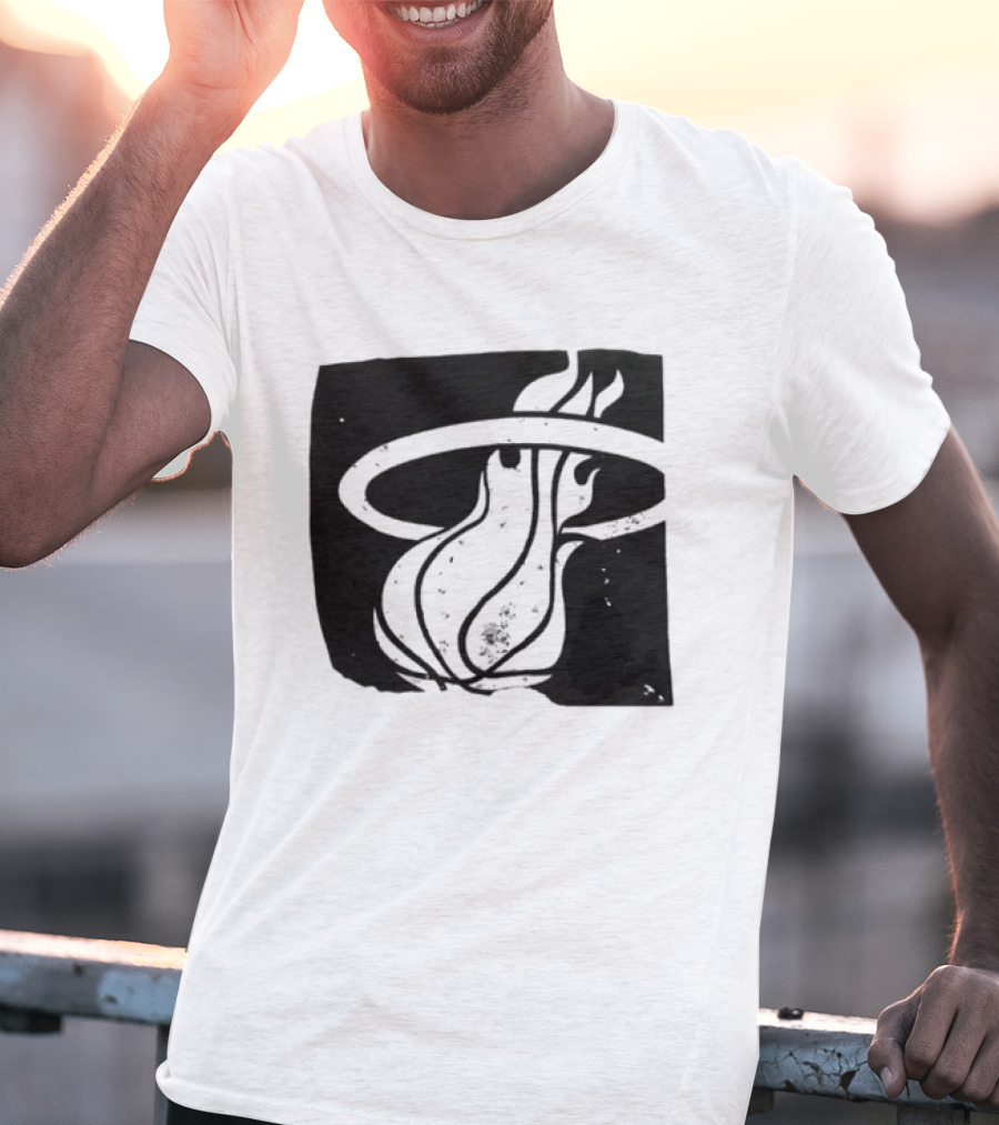 Miami Heat Basketball NBA Iconic Flaming Ball T-Shirt