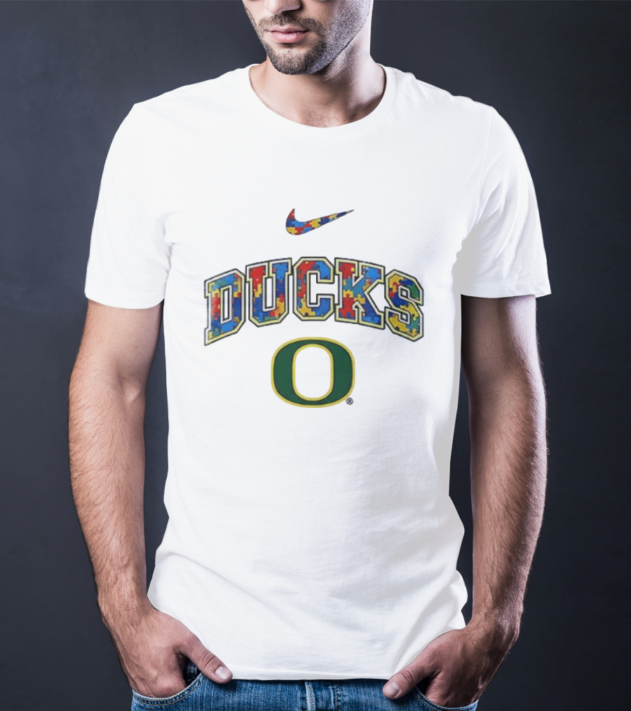 Oregon Ducks Autism Awareness Accept Understand Love Puzzle Nike T-Shirt