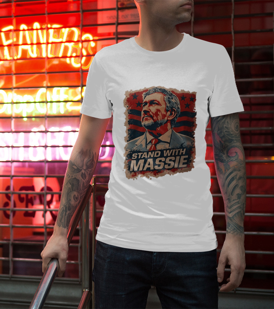 Stand With Massie Patriotic Political Artwork With Stars And Stripes T-Shirt