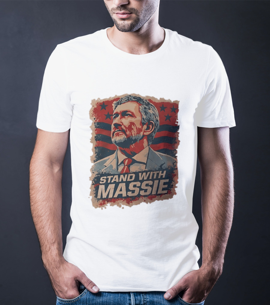 Stand With Massie Patriotic Political Artwork With Stars And Stripes T-Shirt
