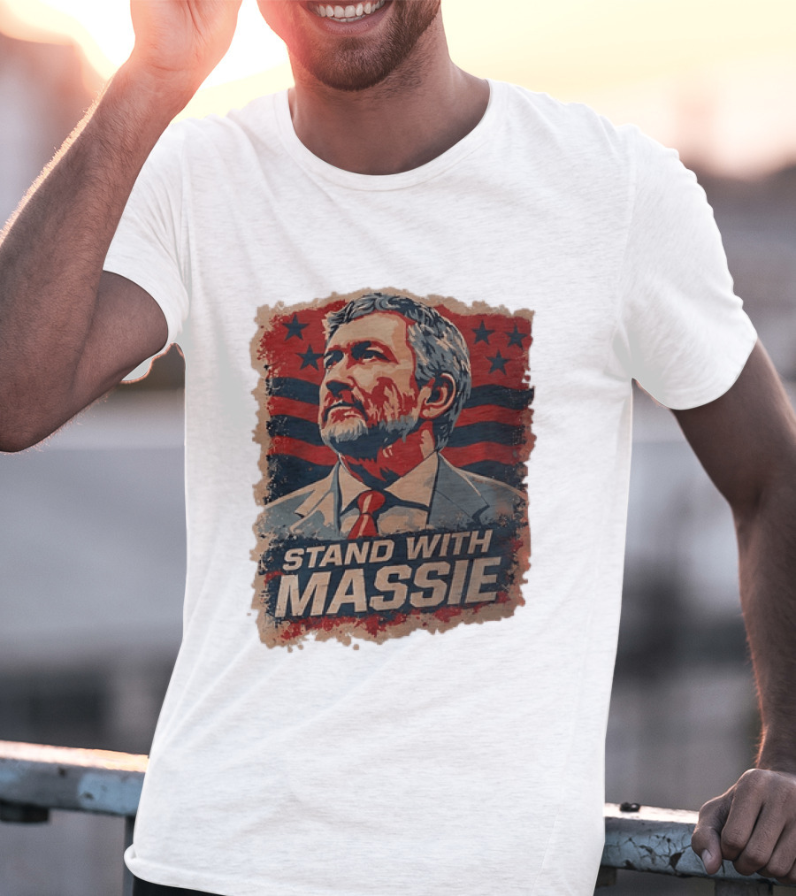 Stand With Massie Patriotic Political Artwork With Stars And Stripes T-Shirt