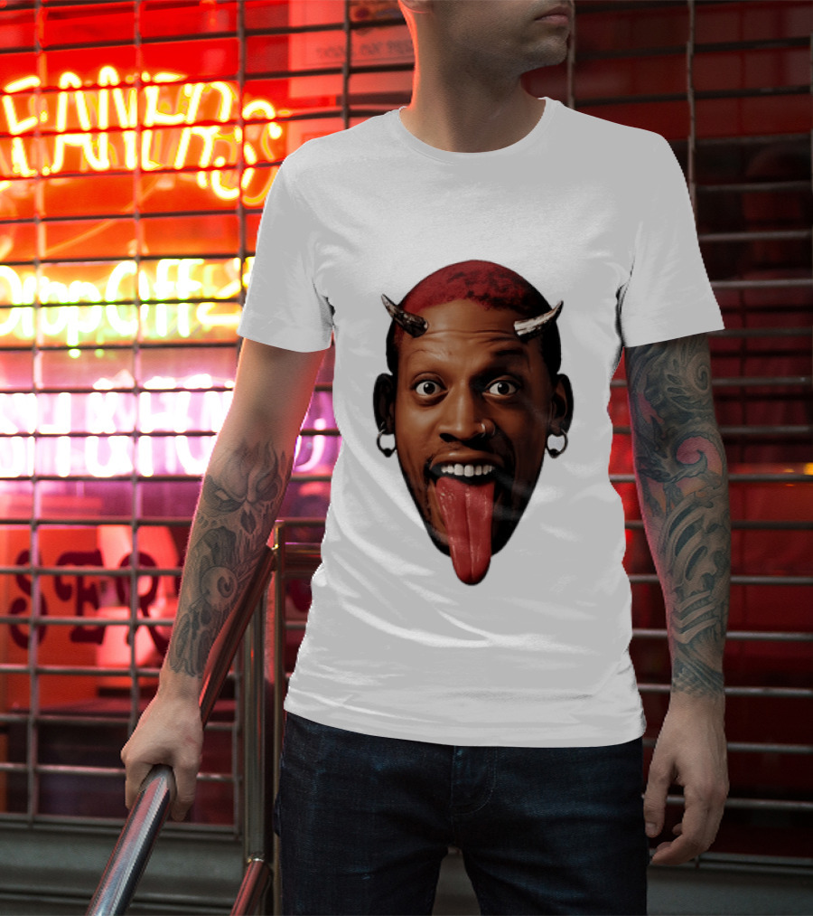 Dennis Rodman Big Face Devil Horns Chicago Bulls T-Shirt
