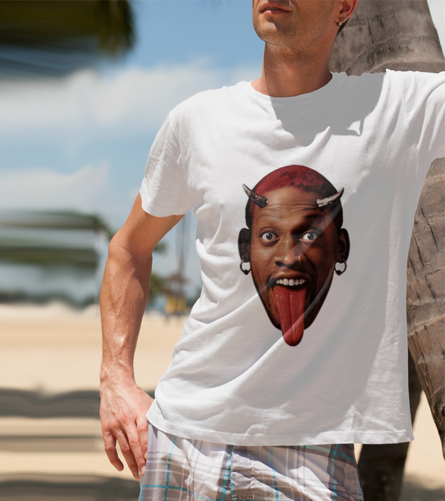 Dennis Rodman Big Face Devil Horns Chicago Bulls T-Shirt