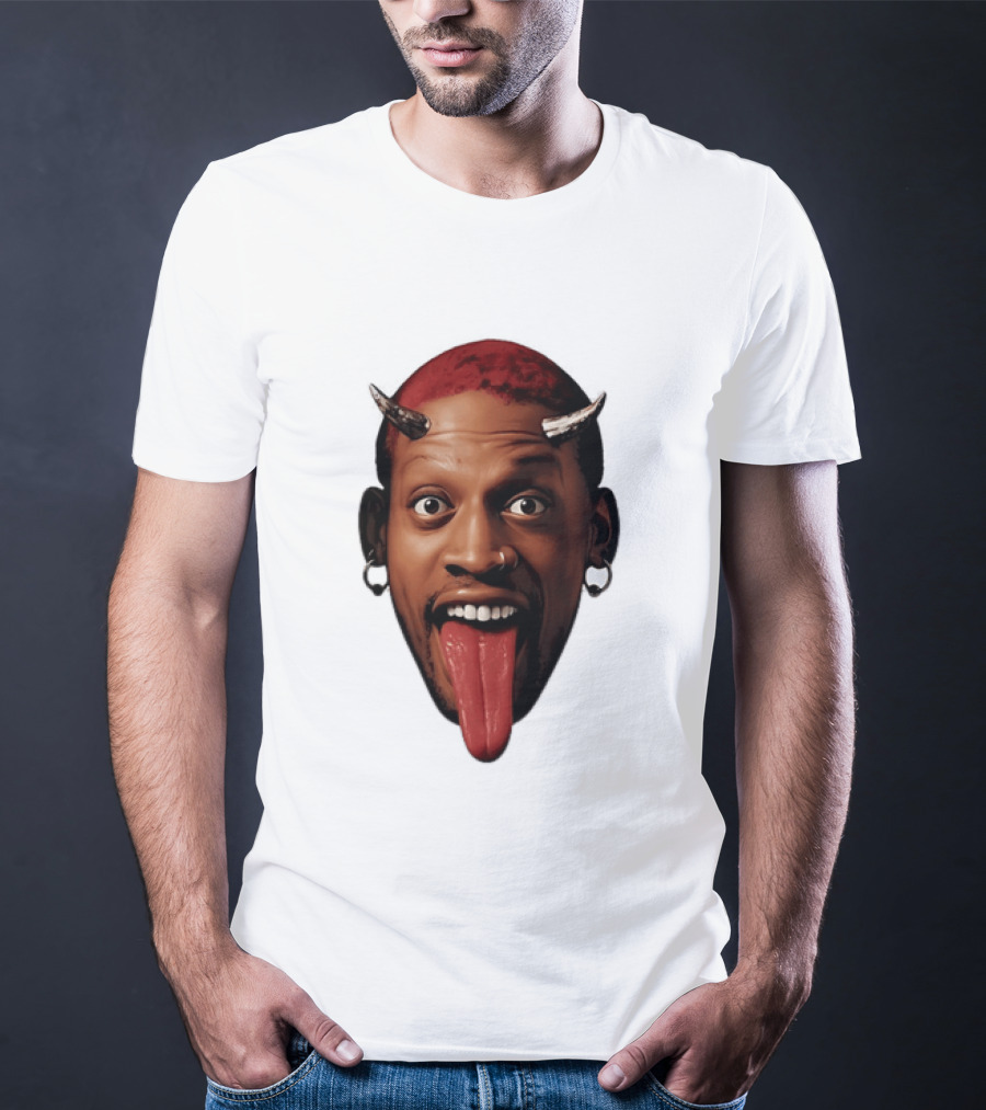 Dennis Rodman Big Face Devil Horns Chicago Bulls T-Shirt