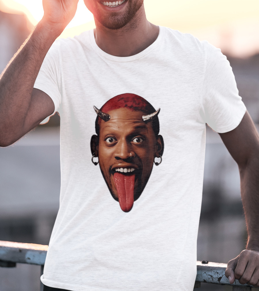 Dennis Rodman Big Face Devil Horns Chicago Bulls T-Shirt