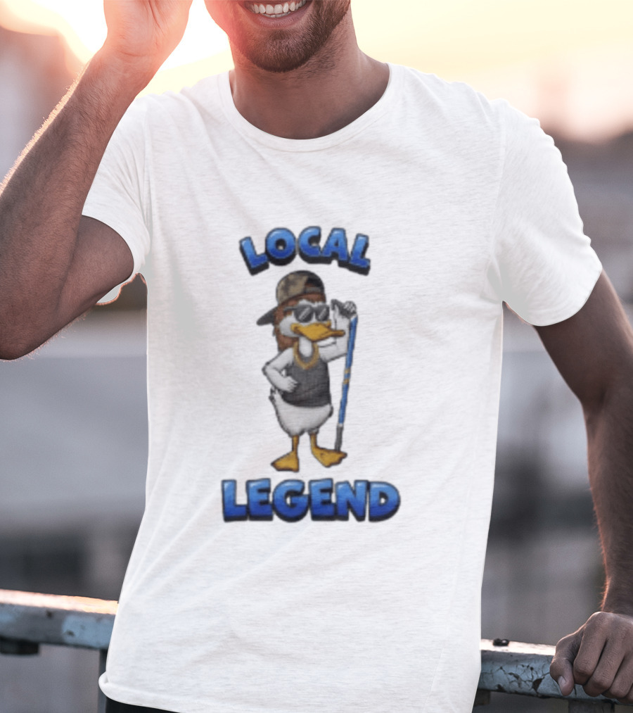 Duck Local Legend Hockey Player In Sunglasses And Cap T-Shirt