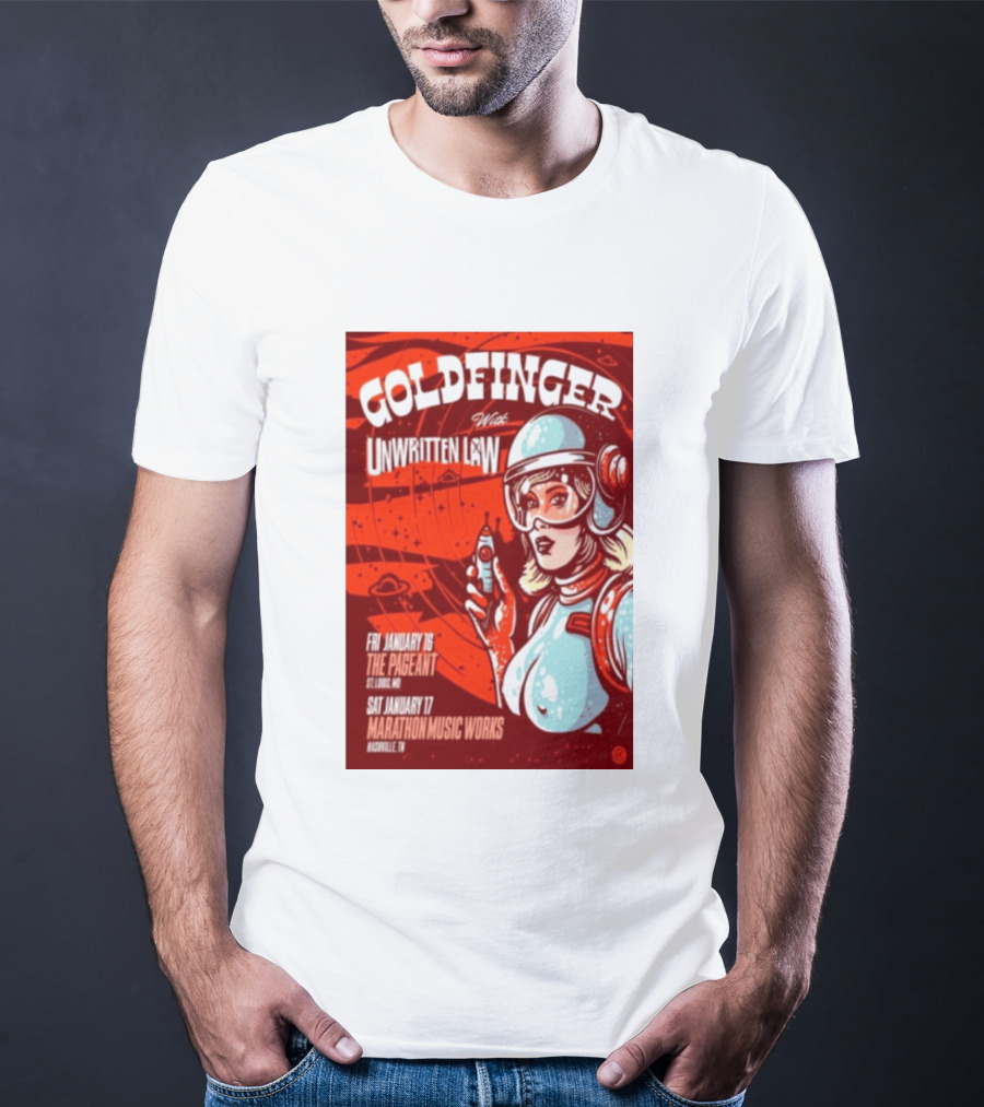 Goldfinger With Unwritten Law The Pageant St. Louis Marathon Music Works Nashville January 16 17 2026 Concert Retro Futuristic Spacewoman T-Shirt
