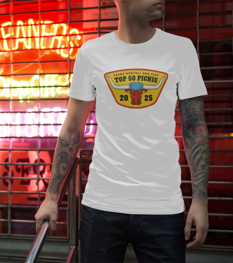 Texas Monthly BBQ Fest Top 50 Picnic 2025 Longhorn T-Shirt