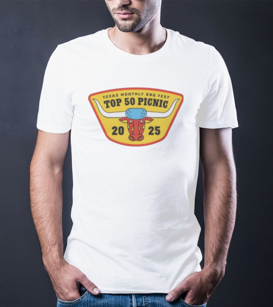 Texas Monthly BBQ Fest Top 50 Picnic 2025 Longhorn T-Shirt