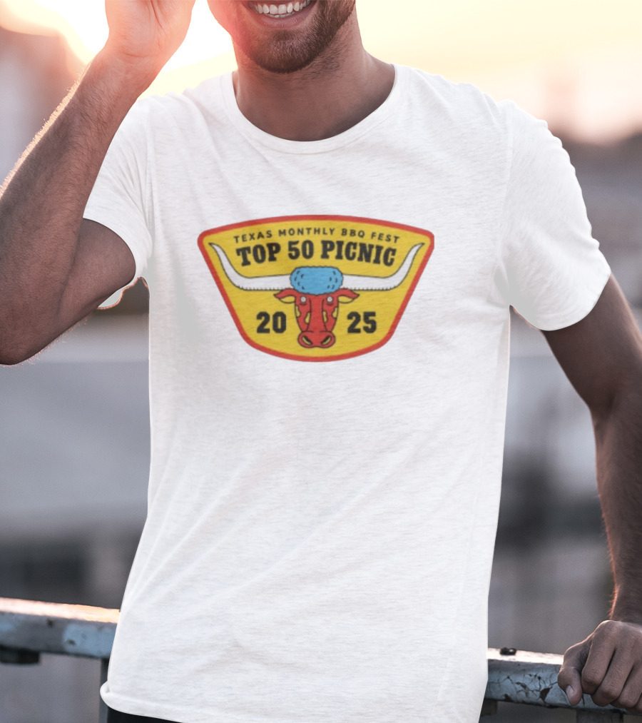 Texas Monthly BBQ Fest Top 50 Picnic 2025 Longhorn T-Shirt