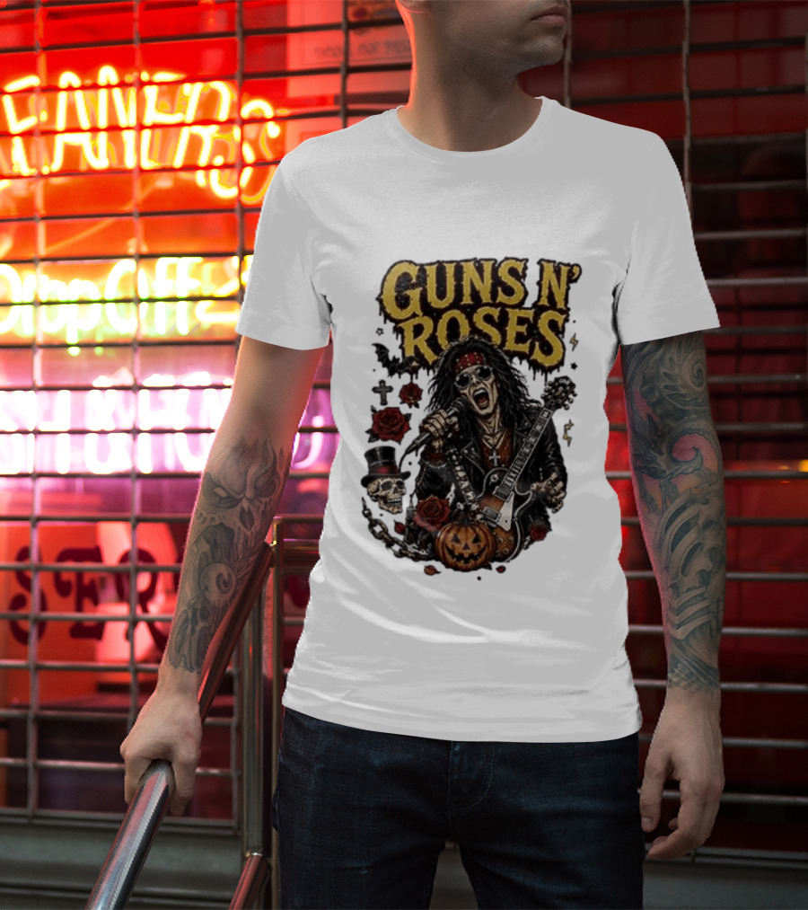Guns N' Roses I'm A GNR Ghoul Appetite For Fright Halloween Rocks With Skulls And Pumpkins T-Shirt