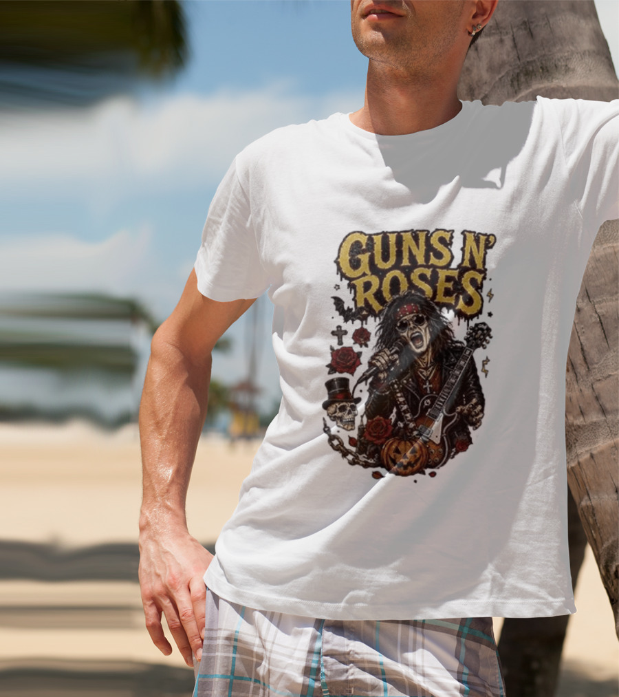 Guns N' Roses I'm A GNR Ghoul Appetite For Fright Halloween Rocks With Skulls And Pumpkins T-Shirt