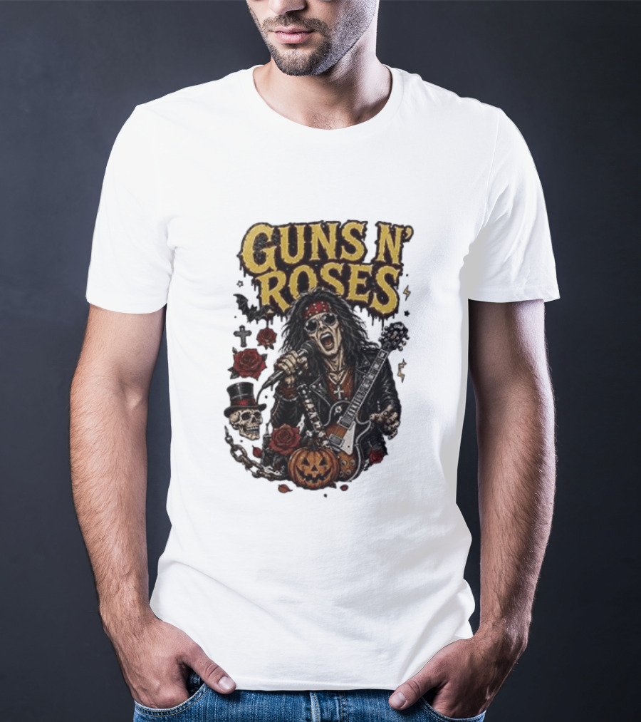 Guns N' Roses I'm A GNR Ghoul Appetite For Fright Halloween Rocks With Skulls And Pumpkins T-Shirt