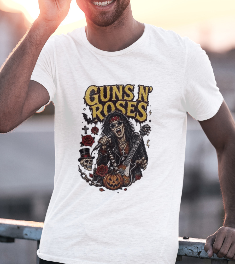 Guns N' Roses I'm A GNR Ghoul Appetite For Fright Halloween Rocks With Skulls And Pumpkins T-Shirt