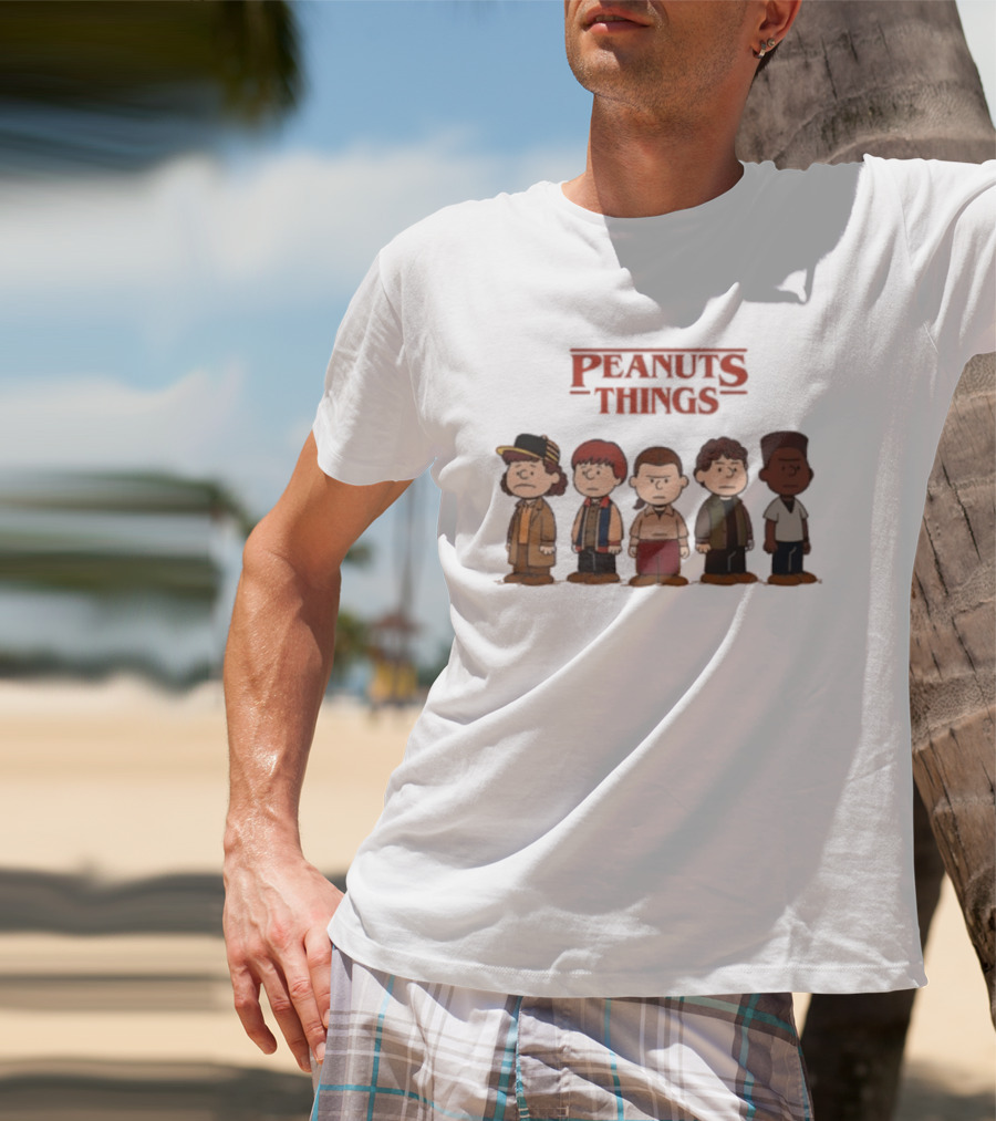 Peanuts Things Cartoon Characters Mashup Stranger 80s T-Shirt