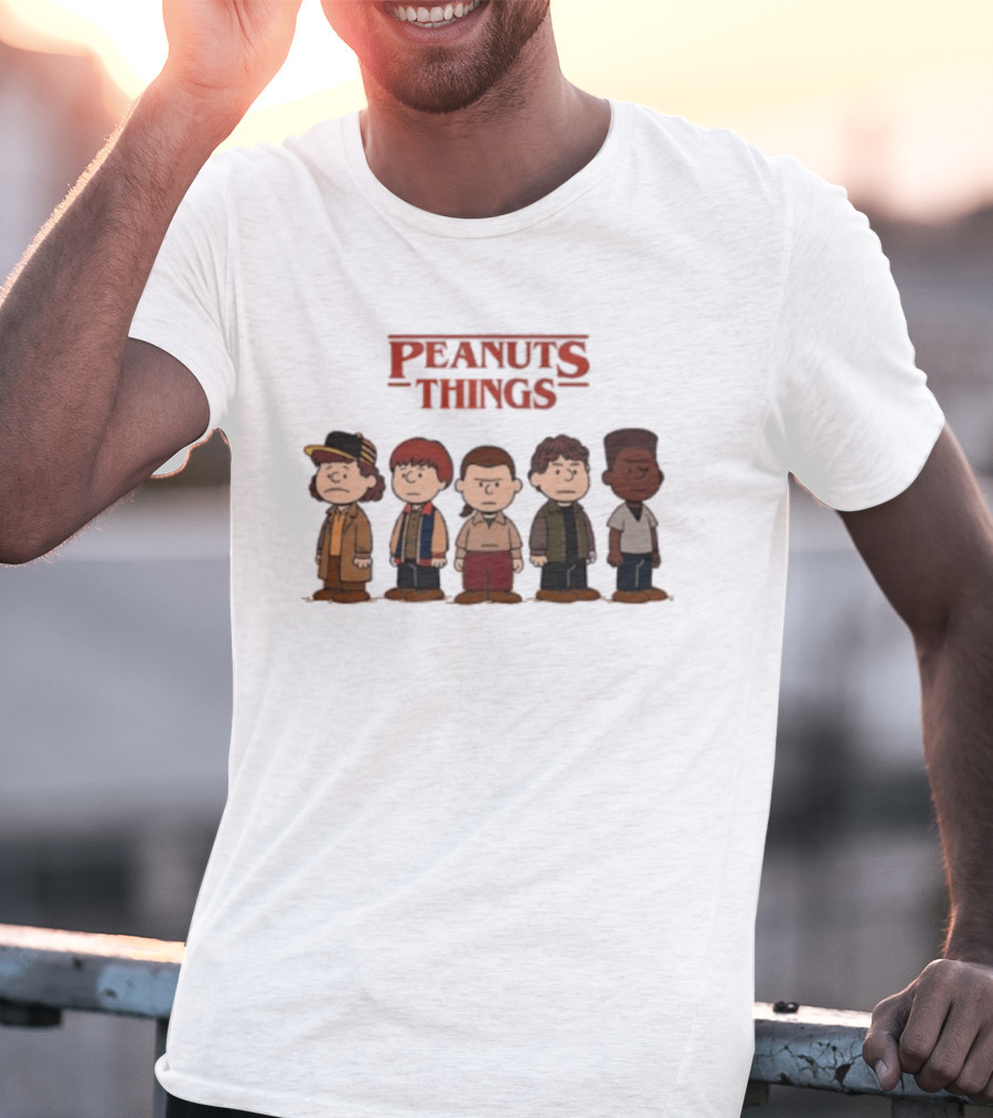 Peanuts Things Cartoon Characters Mashup Stranger 80s T-Shirt