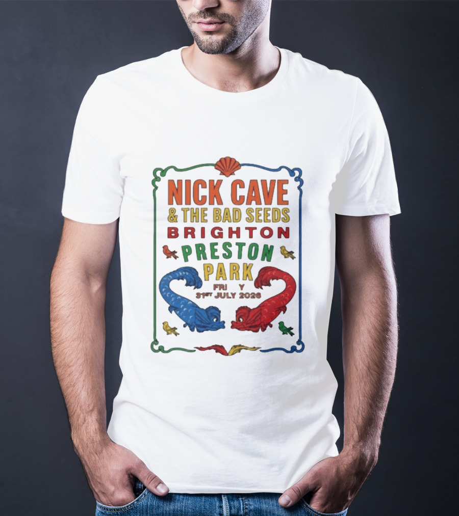 Nick Cave & The Bad Seeds Brighton Preston Park 31 July 2026 Colorful Dragons T-Shirt