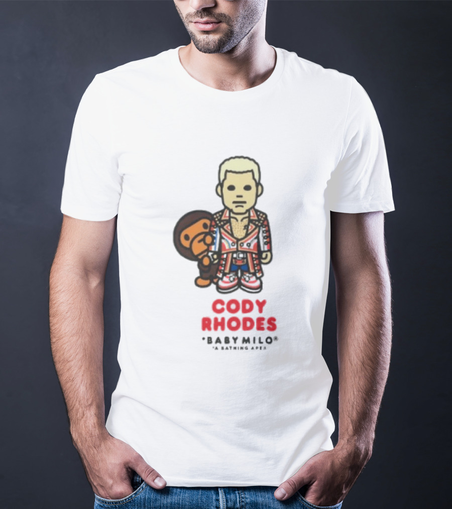 Cody Rhodes Baby Milo Wrestling Mens White Wwe Collaboration T-Shirt