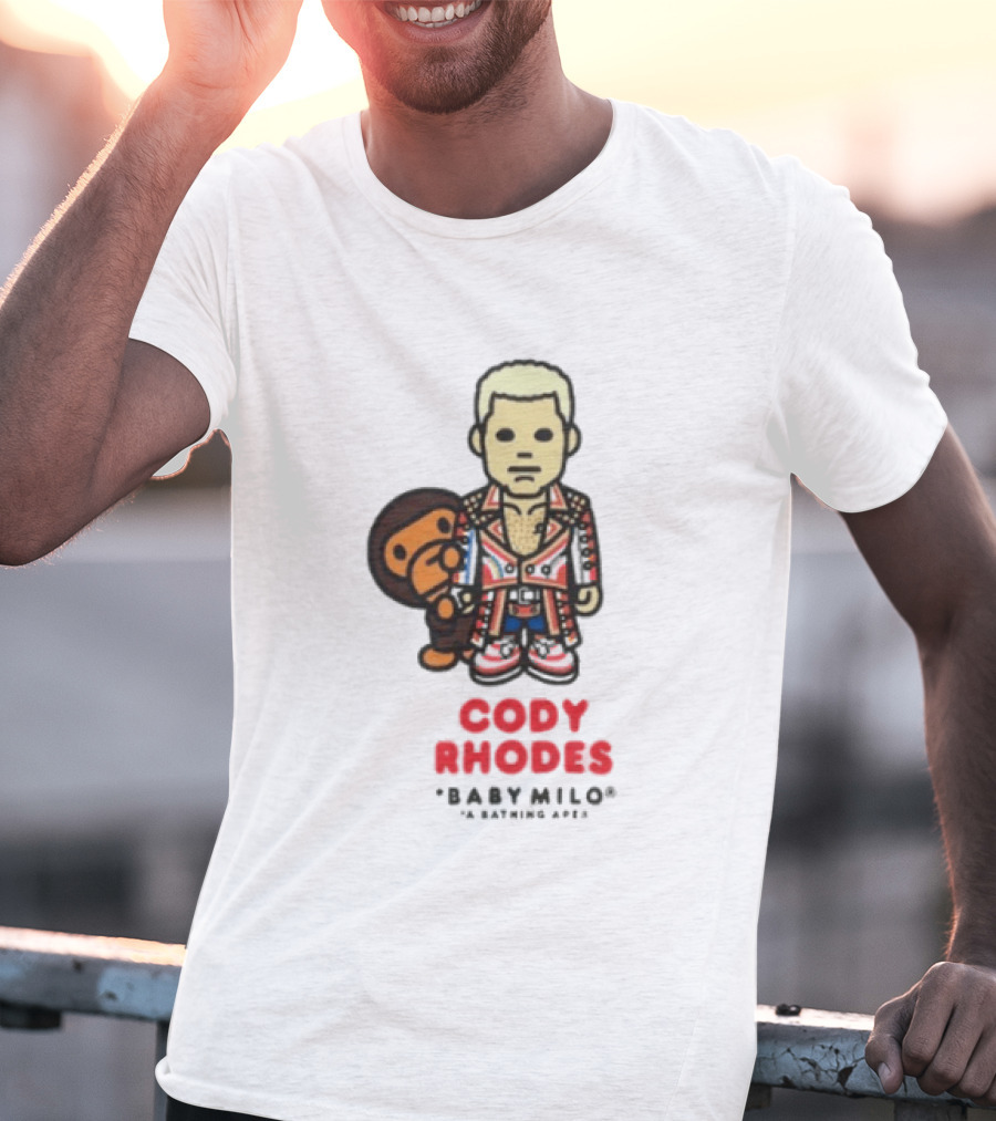 Cody Rhodes Baby Milo Wrestling Mens White Wwe Collaboration T-Shirt