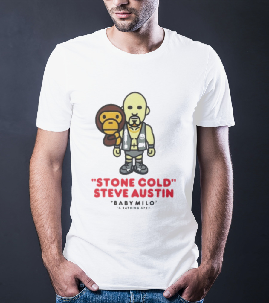 Stone Cold Steve Austin Baby Milo Collaboration Mens White T-Shirt