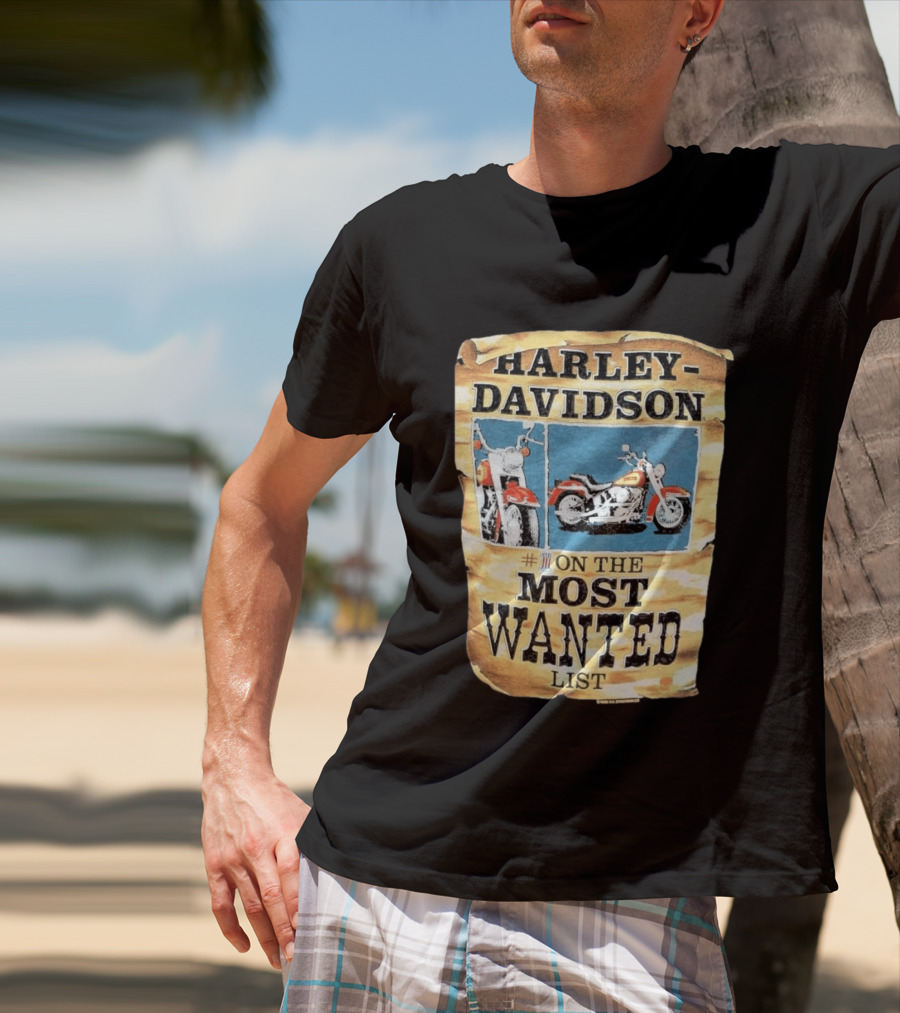 Harley Davidson #1 On The Most Wanted List Motorcycle 1986 Bismarck North Dakota T-Shirt