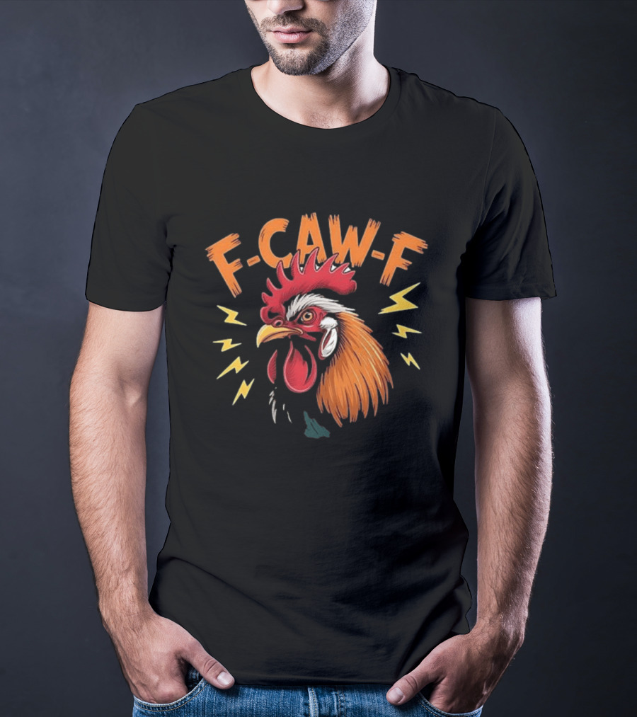 F Caw F Humor Meme Rooster Thunderbolts T-Shirt