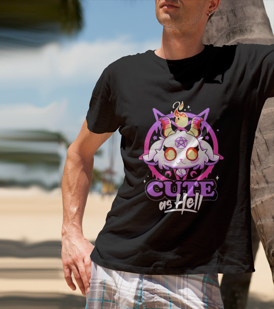 Cute As Hell Goat Demon Pentagram Flame T-Shirt