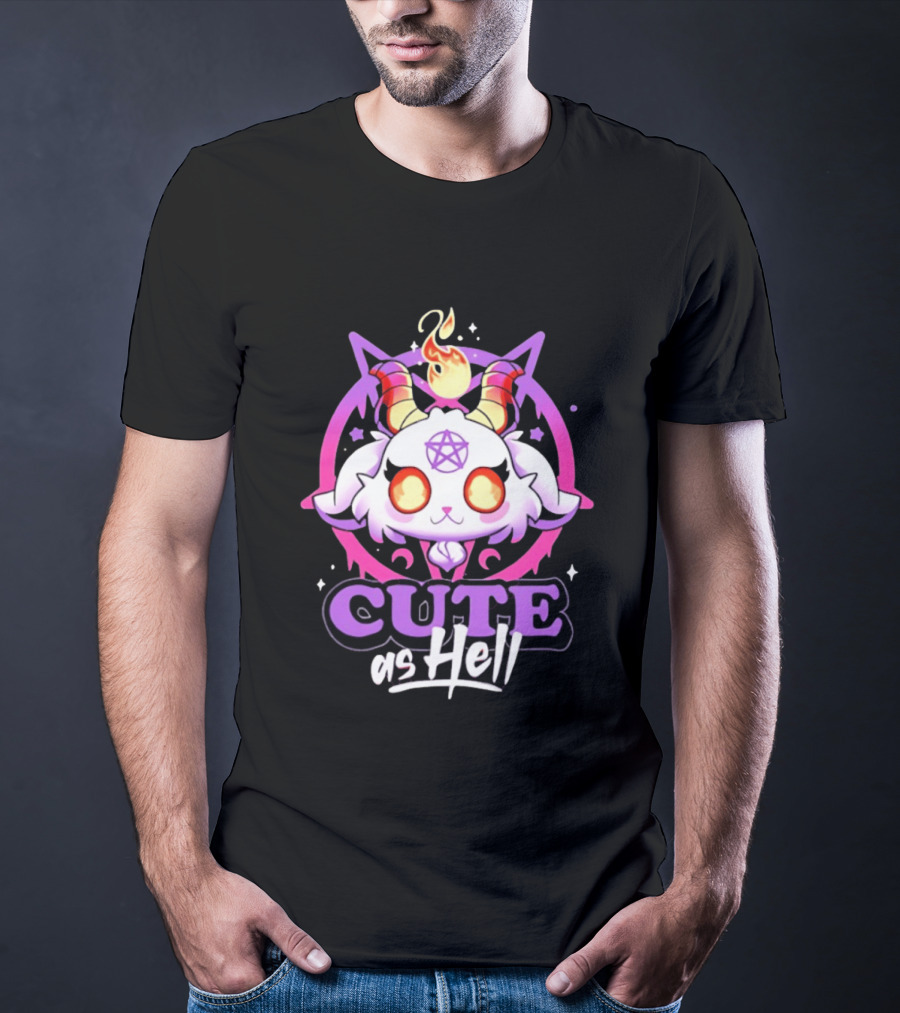Cute As Hell Goat Demon Pentagram Flame T-Shirt