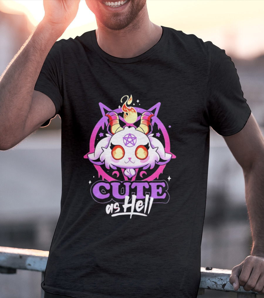 Cute As Hell Goat Demon Pentagram Flame T-Shirt