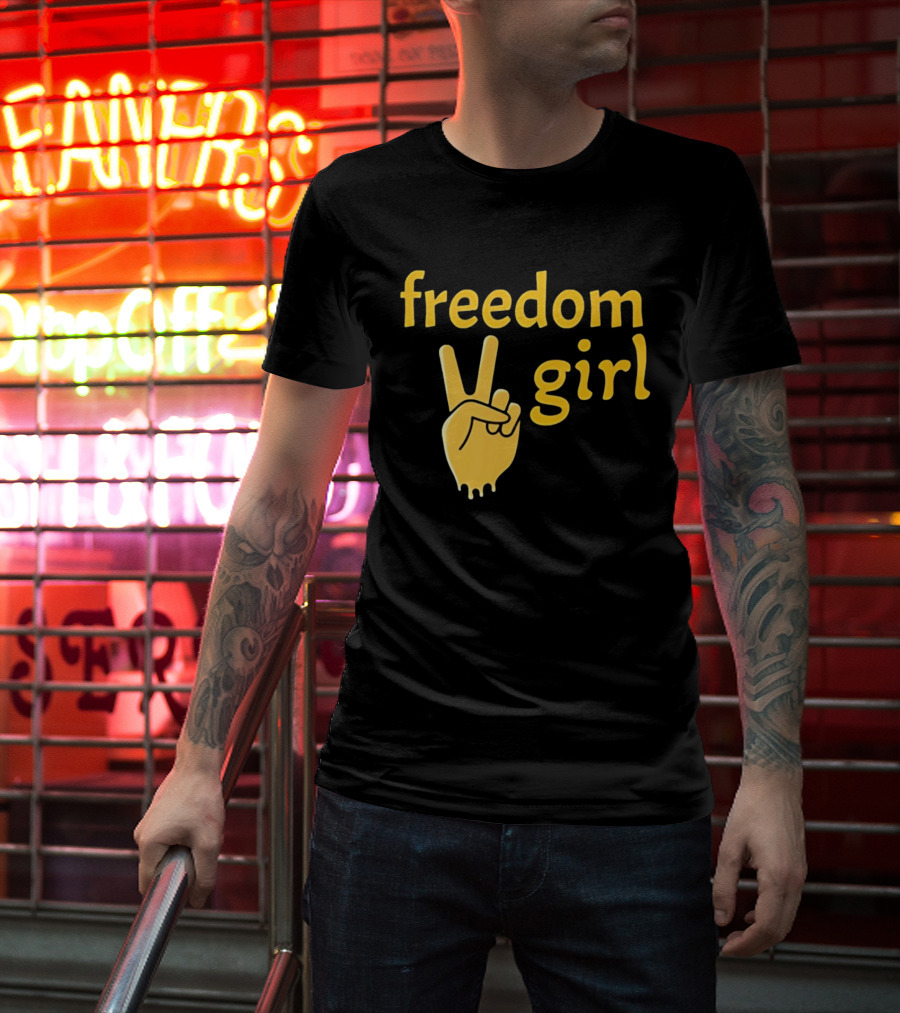 Freedom Girl Peace Sign Hand Gesture T-Shirt