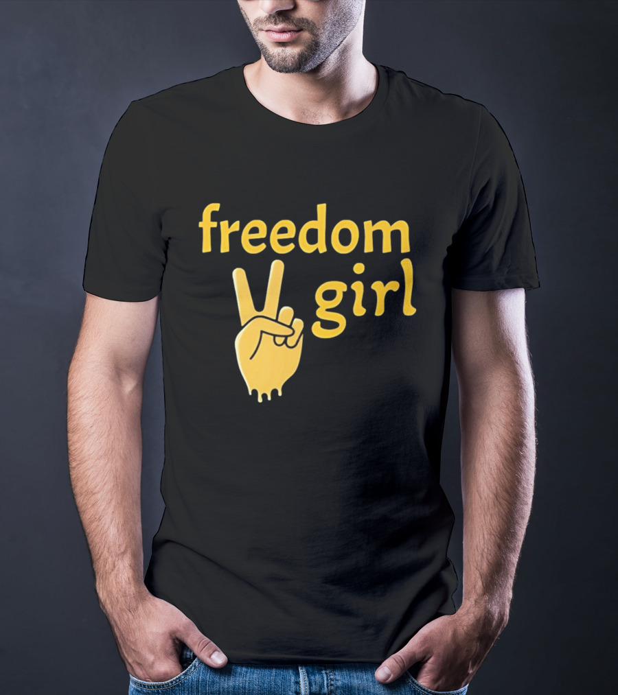 Freedom Girl Peace Sign Hand Gesture T-Shirt