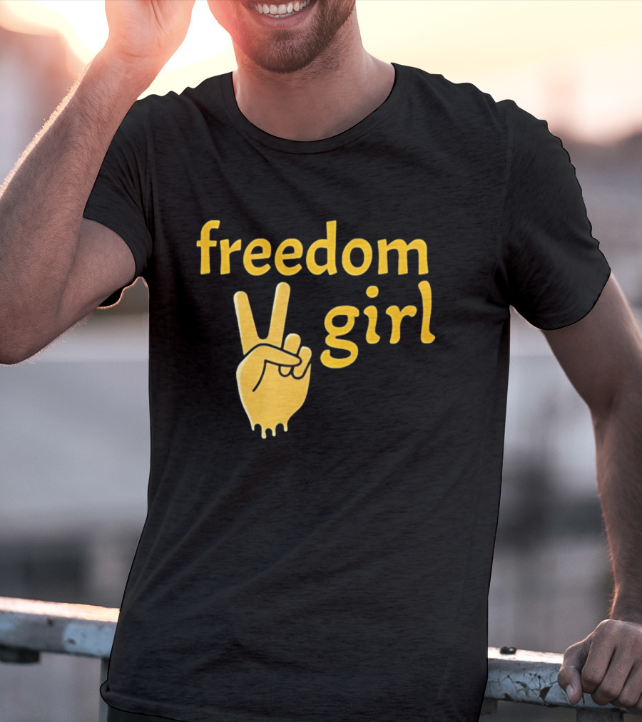 Freedom Girl Peace Sign Hand Gesture T-Shirt
