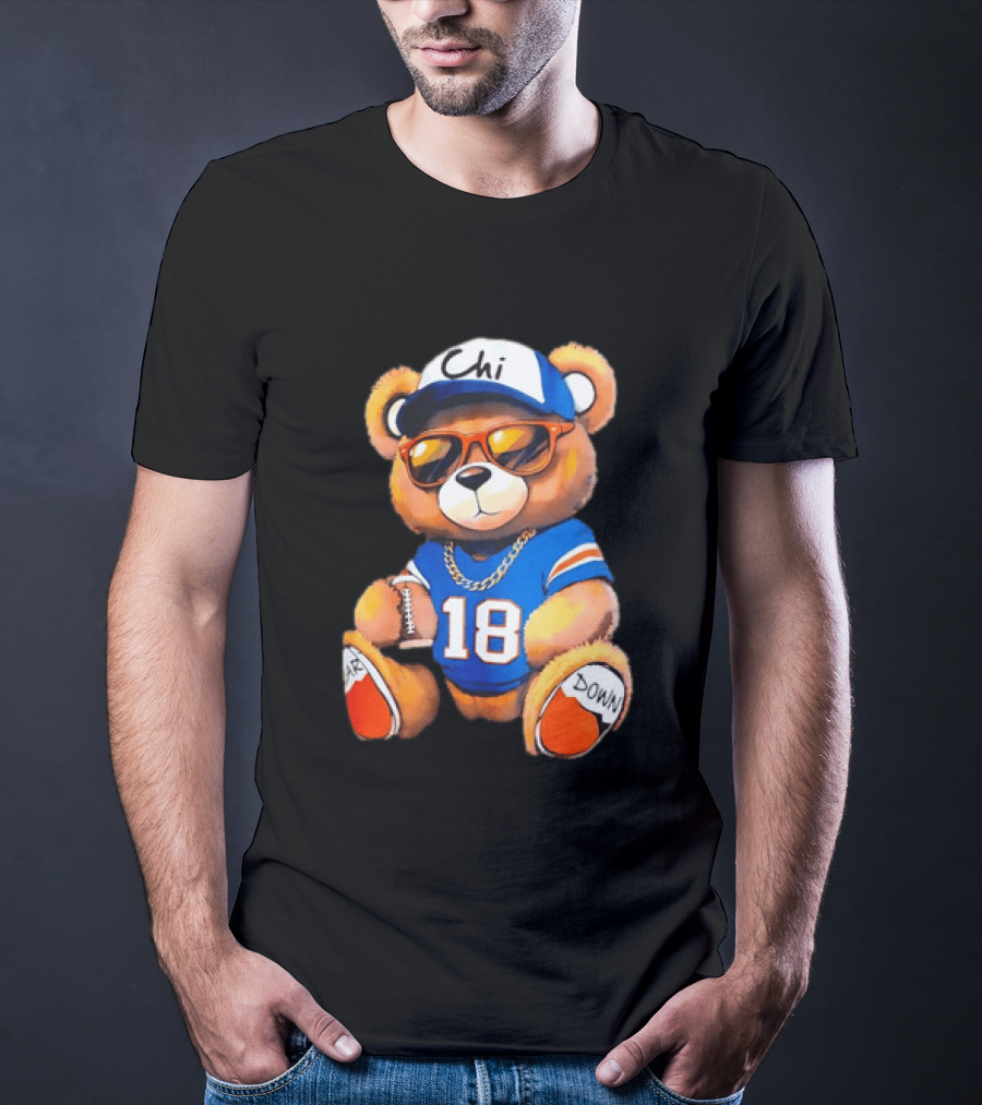 Bear Down Chi 18 Teddy Bear Football Fan Gear T-Shirt
