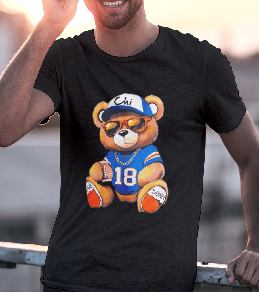 Bear Down Chi 18 Teddy Bear Football Fan Gear T-Shirt