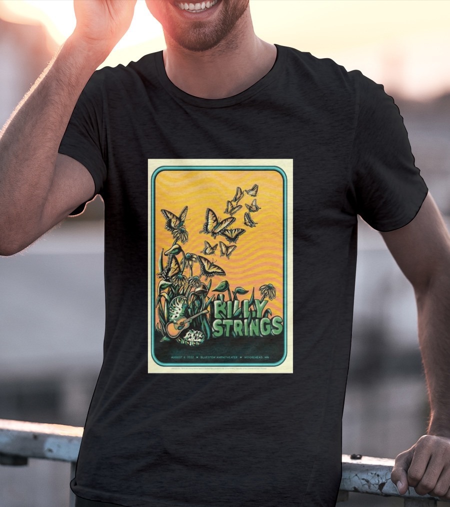 Billy Strings Bluestem Amphitheater August 6 2022 Butterfly Moorehead MN T-Shirt