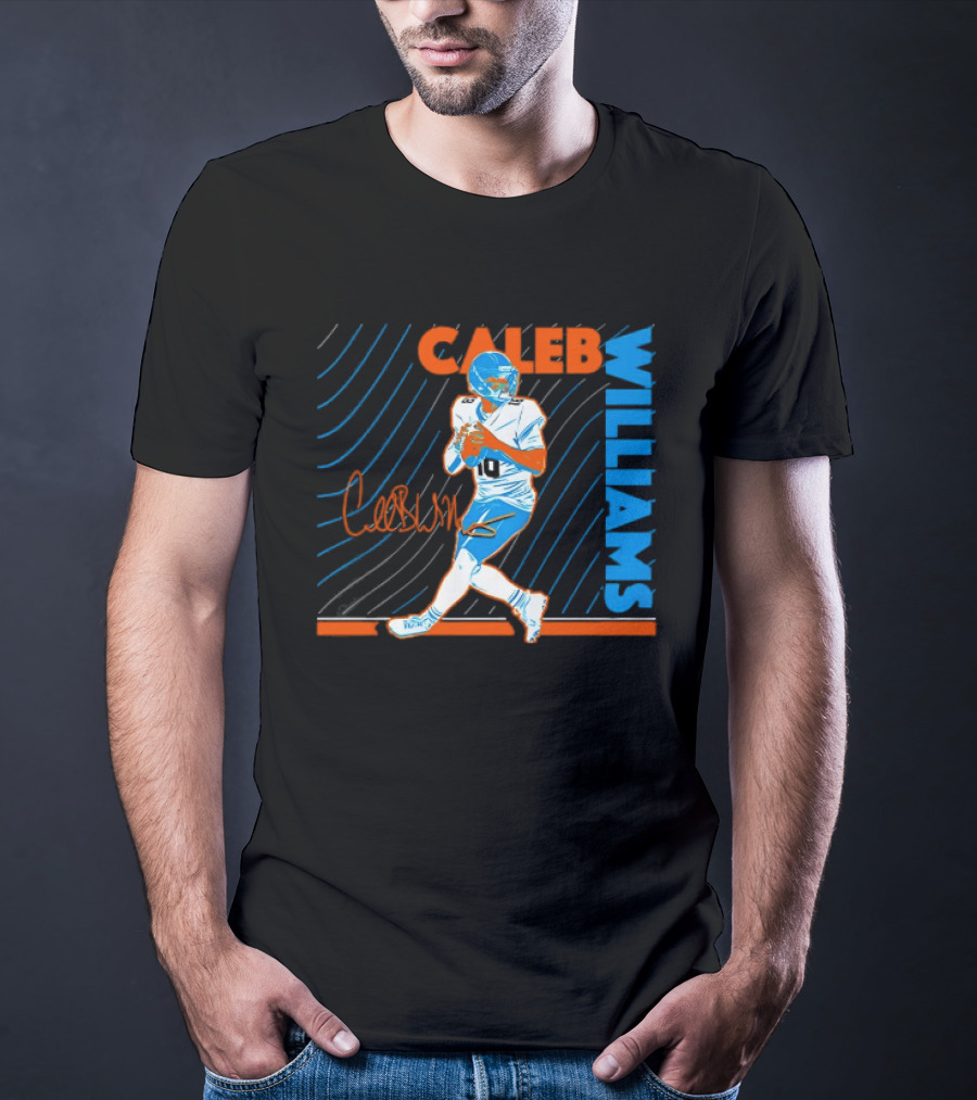 Caleb Williams Signed Football Chicago Bears Action Quarterback Sports Memorabilia T-Shirt