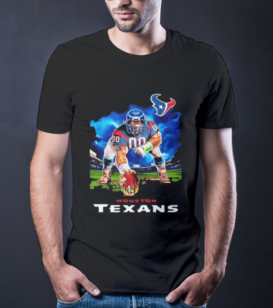 Houston Texans Ferocious Football Player NFL Team Spirit Challenge T-Shirt