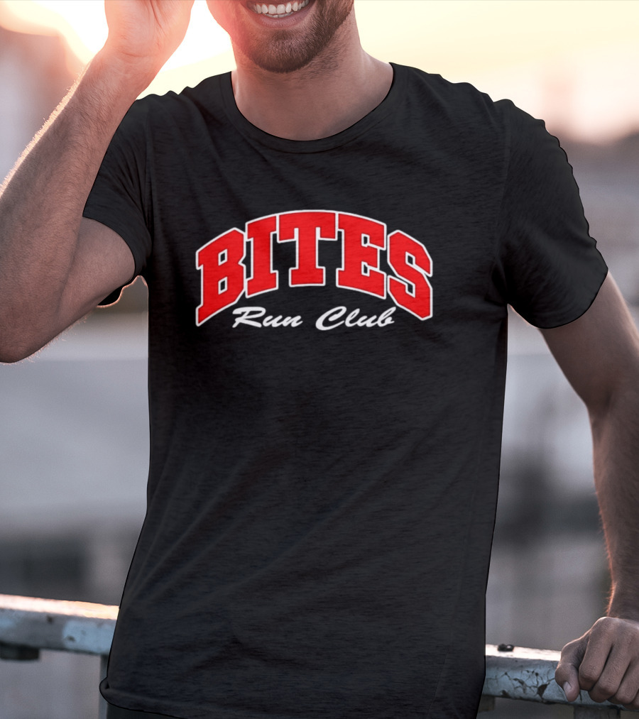 Bites Run Club Classic Style Sports Lettering T-Shirt