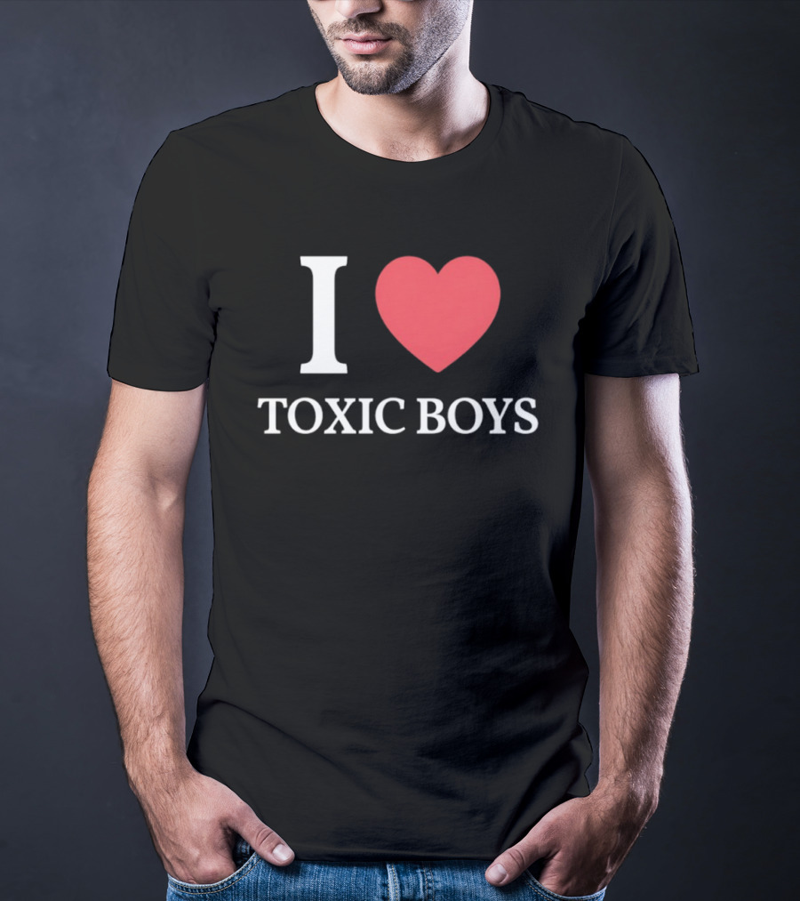 I Heart Toxic Boys Bold White And Red T-Shirt
