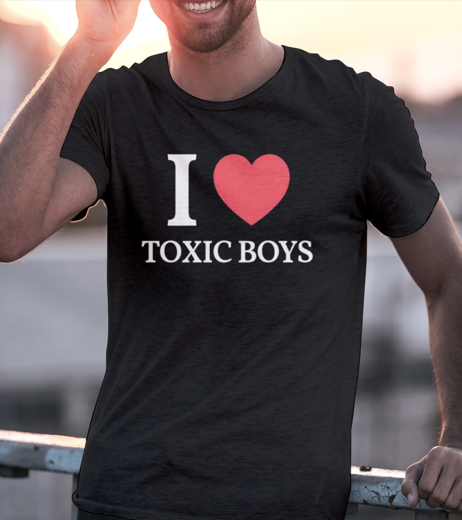 I Heart Toxic Boys Bold White And Red T-Shirt