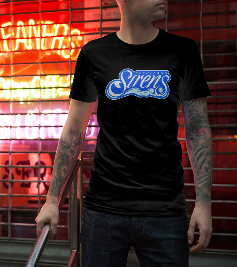 Cleveland Sirens Basketball Sports Team Oceanic Logo With Athlete And Ball T-Shirt