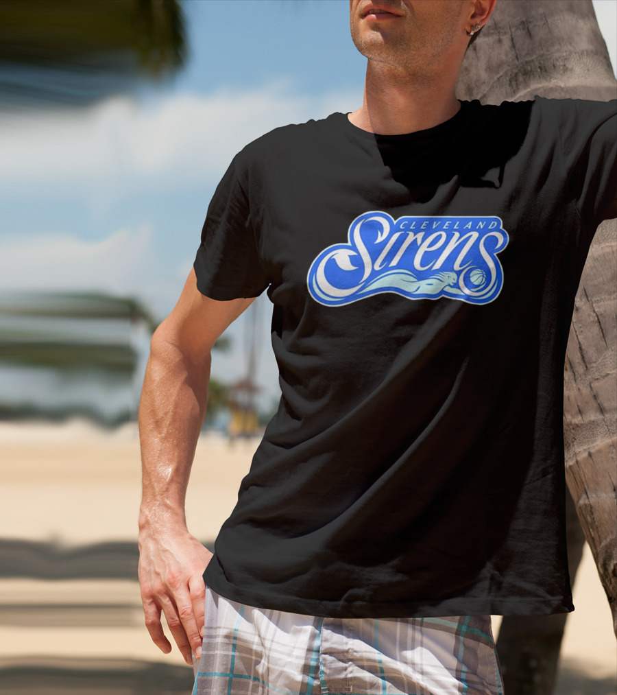 Cleveland Sirens Basketball Sports Team Oceanic Logo With Athlete And Ball T-Shirt