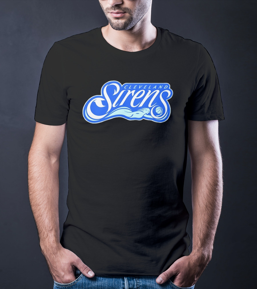 Cleveland Sirens Basketball Sports Team Oceanic Logo With Athlete And Ball T-Shirt