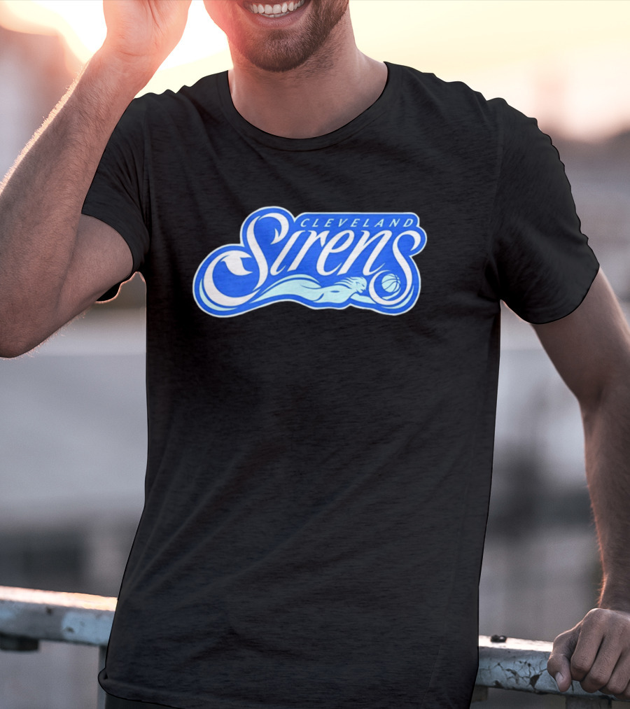Cleveland Sirens Basketball Sports Team Oceanic Logo With Athlete And Ball T-Shirt