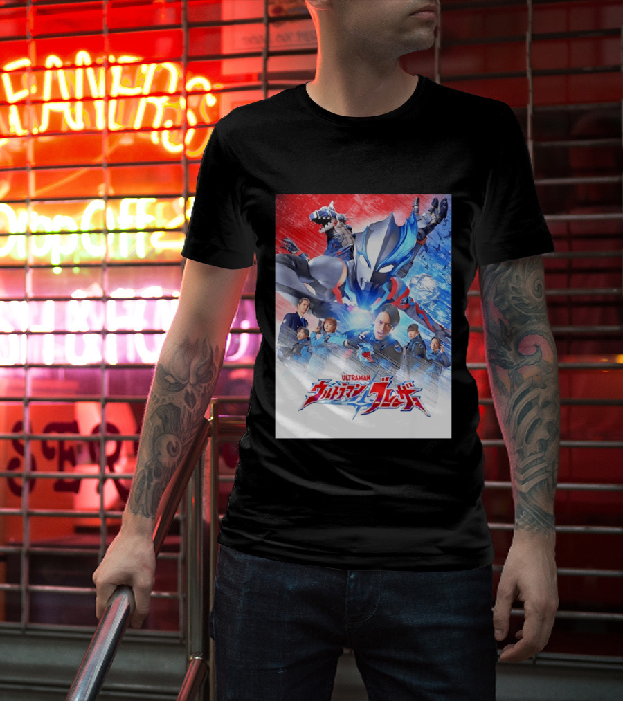 Ultraman Blazar Cast And Characters With Heroic Action Scene T-Shirt