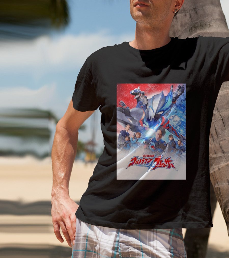 Ultraman Blazar Cast And Characters With Heroic Action Scene T-Shirt